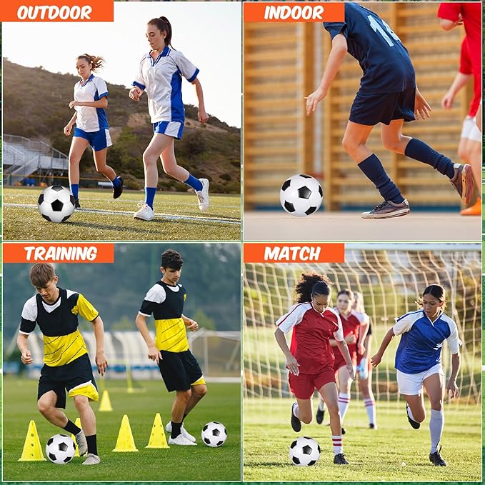 Sotiff 24 Pcs Size 5/4 Soccer Ball Bulk with 24 Pump Deflated Soccer Balls for Kids Teen Football Bulk for Game Training School Team Sports Adults Player Practice Outdoor-StrideForce Fitness