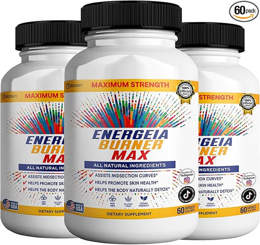 Energeia Burner Max, Natural Supplement, 60 Capsules, All Natural Ingredients, Vegan, Gluten Free (3)-StrideForce Fitness