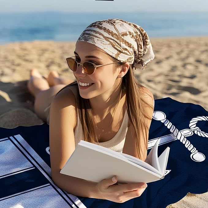 JML Personalized Beach Towel with Name, Custom Anchor Beach Towel, Customized Microfiber Pool Towel, Quick Dry & Absorbent Swim Towel for Adult,Anniversary, Birthday, Summer Holiday,Vacation-StrideForce Fitness