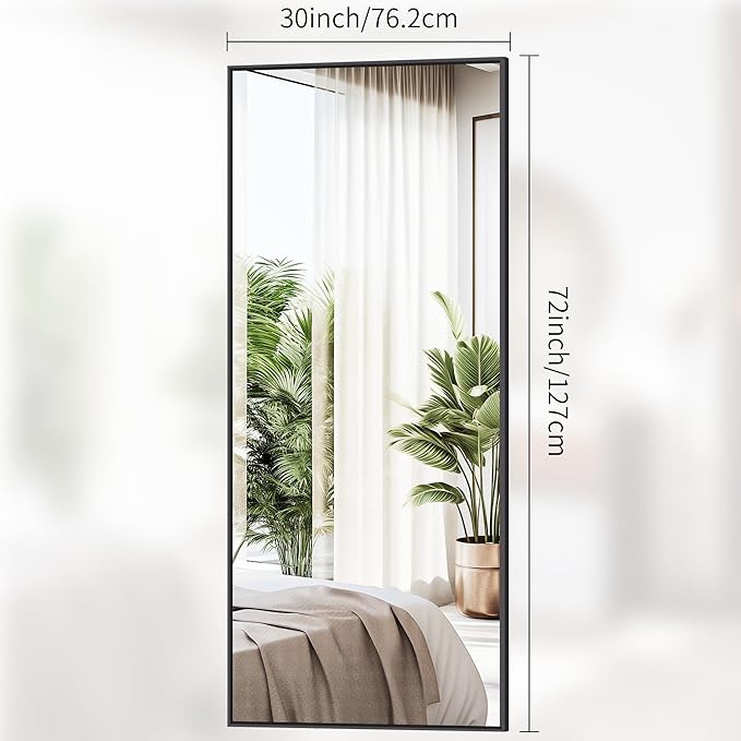 Black Bathroom Mirror for Wall, 72x30 Inch Rectangle Mirrors with Metal Frame, Modern Vanity Wall Mirror Decor for Entryway Hangs, Bathroom Living Room Horizontal or Vertical-StrideForce Fitness