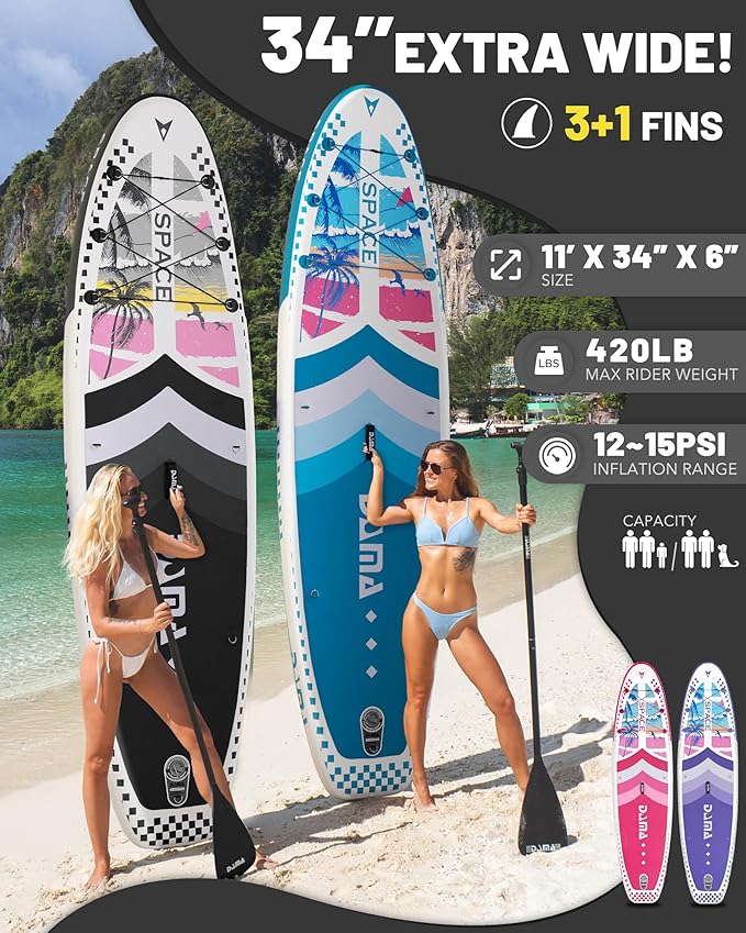 DAMA 11'*34"*6" Inflatable Paddle Board, Paddle Boards for Adults,Sup,Lightweight and Durable, Easy to Inflate, Versatile in Style, Fully Functional, Equipped w/High Grade Accessories.-StrideForce Fitness
