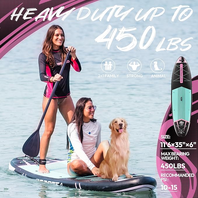 11'6"x35" Inflatable Paddle Board, 450lbs Extra Wide Stand Up Paddleboard for Adults with Premium SUP Accessories Kit & Backpack, Blow Up Kayak Non-Slip Stable Deck Boat for Yoga Fishing Surf-StrideForce Fitness