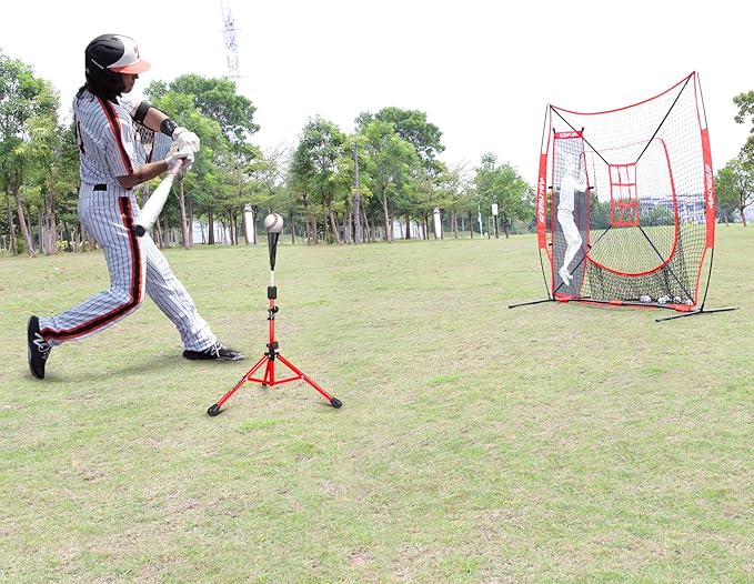 Baseball Tee Batting Tee Softball Tee Portable Travel Hitting Tee,Easy Adjustable Height,Stable Tripod Stand-StrideForce Fitness