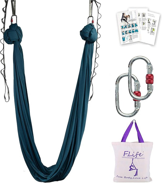 F.Life Aerial Silk Yoga Hammock & Swing for yoga Inversion,Strength training,starter hardware kit-StrideForce Fitness