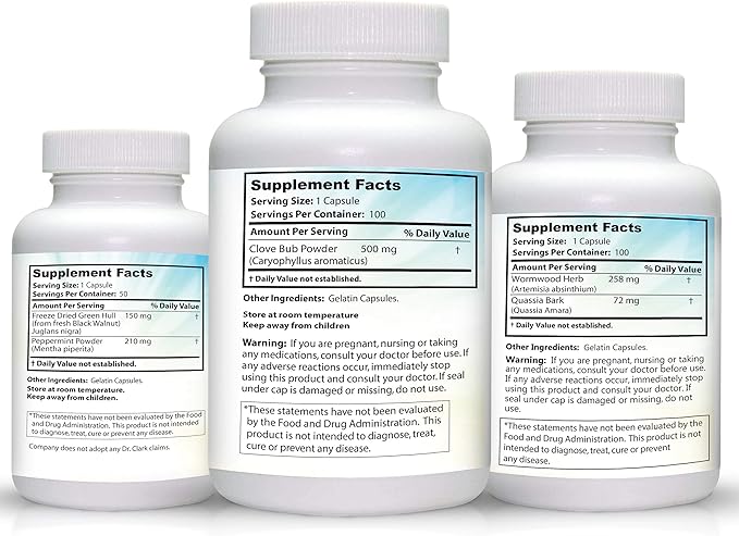 Dr. Clark Store Intestine Support & Cleanse Kit - with Freeze-Dried Green Black Walnut Hulls, Wormwood, and Cloves-Helps Maintain Optimum Intestinal Function-StrideForce Fitness