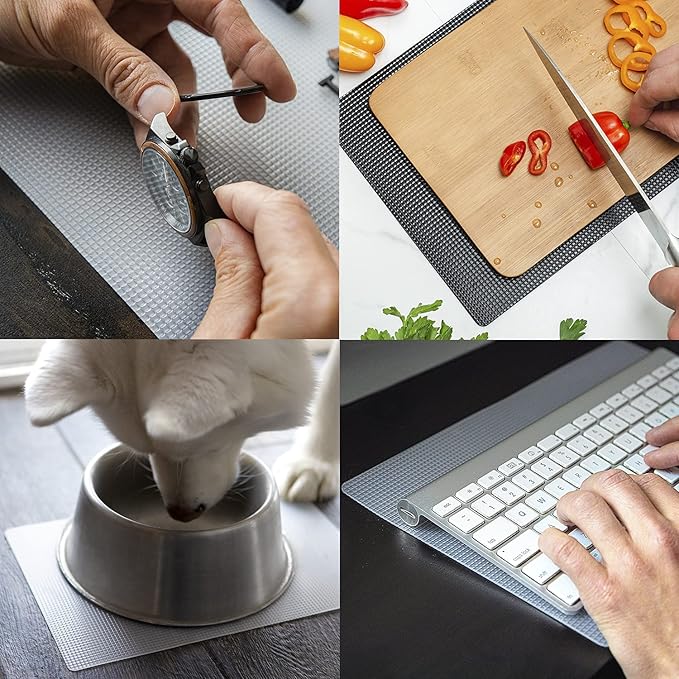 CatTongue Grips Non-Adhesive Anti-Slip Mat - Multi-Purpose Non-Slip Pad for Countertops, Desks, Tables & Workspaces - Ideal Desk Mat, Drawer Liner, Laptop Pad & More (Black, 8” x 12”)