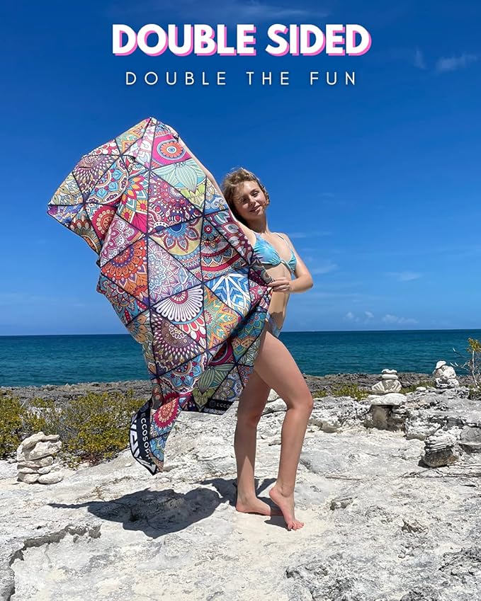 ECCOSOPHY Microfiber Beach Towel - Sand Free Towels are Quick Dry, Light Weight, Super Absorbent - Perfect Pool, Travel, Cruise, Camping Essentials - Oversized Extra Large for Adults 71x35 in-StrideForce Fitness