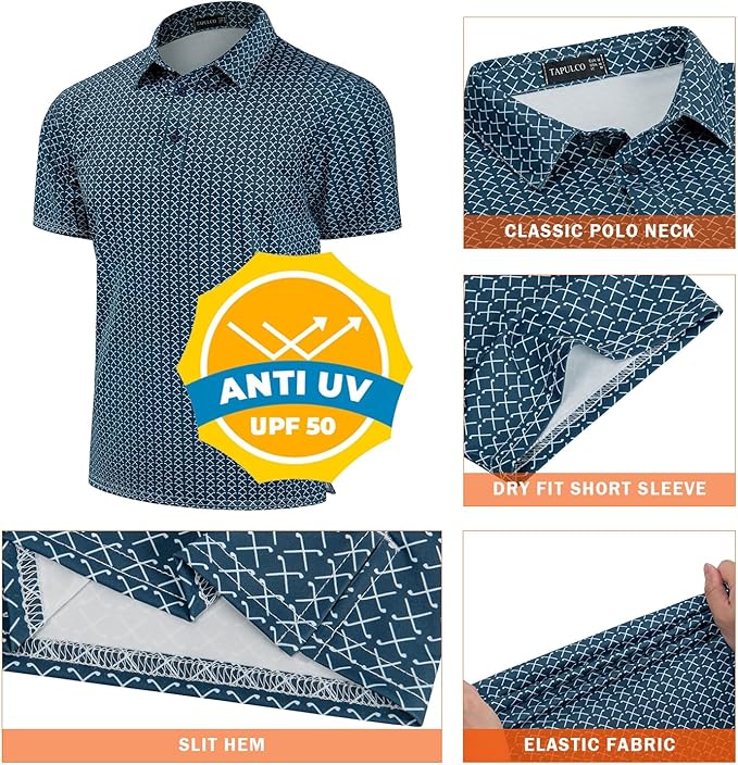 TAPULCO Mens Quick Dry Polo Shirts Camouflage Pattern Performance Athletic Lightweight Breathable Casual Golf Tshirts-StrideForce Fitness