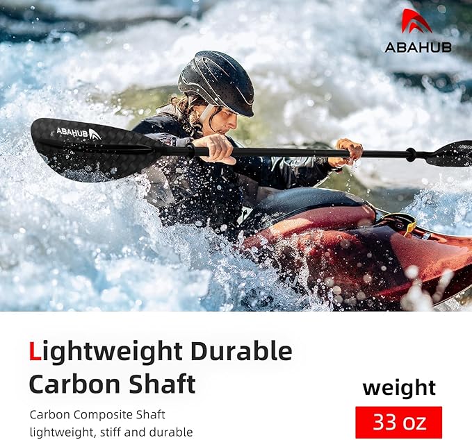Abahub 1 x Carbon Kayak Paddles, 90.5 Inches Kayaking Oars for Boating, Canoeing with Free Paddle Leash, Carbon Fiber Shaft Black/Blue/Green/Orange/Yellow/White/Red Plastic Blades-StrideForce Fitness