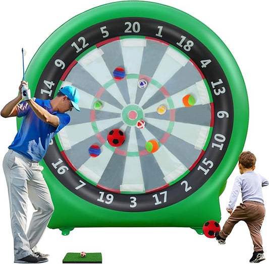 6FT Inflatable Dartboard, Giant Kick Darts Soccer Darts Golf & Throw Dart with Air Pump, Giant Outdoor Games, Blow up Soccer Dart for Yard Party Large Dartboard for Kids & Adults 20+Games-StrideForce Fitness