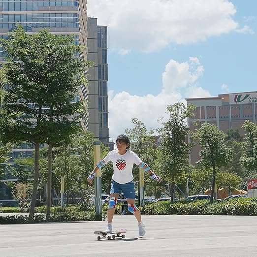 Youth/Kids Knee Pads Elbow Pads Wrist Guards Protective Gear Set for 3-15 Years Child Roller Skates, Skateboard, Cycling, Inline Skating, BMX Bike, Balance Bike, Scooter Riding and Other Outdoor Sports-StrideForce Fitness