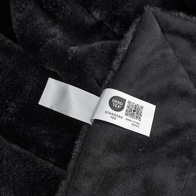 Cozy Bliss Faux Fur Throw Blanket for Couch, Cozy Warm Plush Striped Blanket for Sofa Bedroom Living Room, 90 * 90 Inches Black-StrideForce Fitness