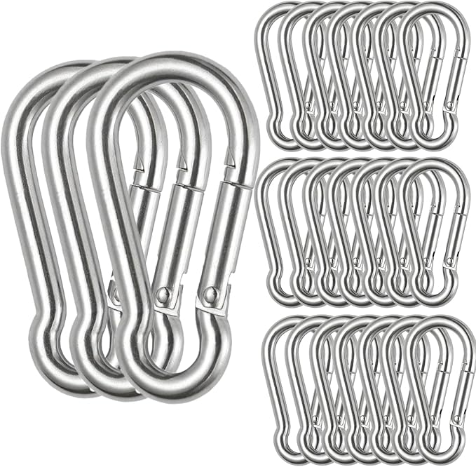 Spring Snap Hooks M5 M6 M8 M10 Carabiner Heavy Duty Carabiner Clips Galvanized Steel Quick Links Caribiniers Hammocks Hooks for Camping Hiking Outdoor Swing Pet Leash Gym-StrideForce Fitness