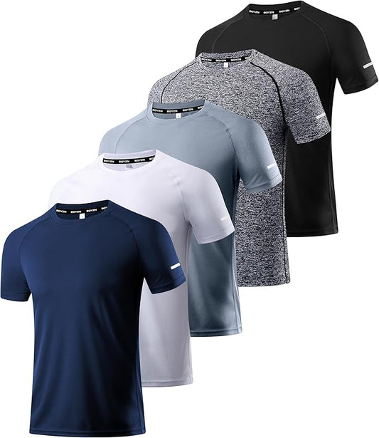 Boyzn 1, 3, 5 or 7 Pack Men's Workout Running Shirts, Dry Fit Moisture Wicking T-Shirt, Gym Athletic Short Sleeve Tee Shirts-StrideForce Fitness