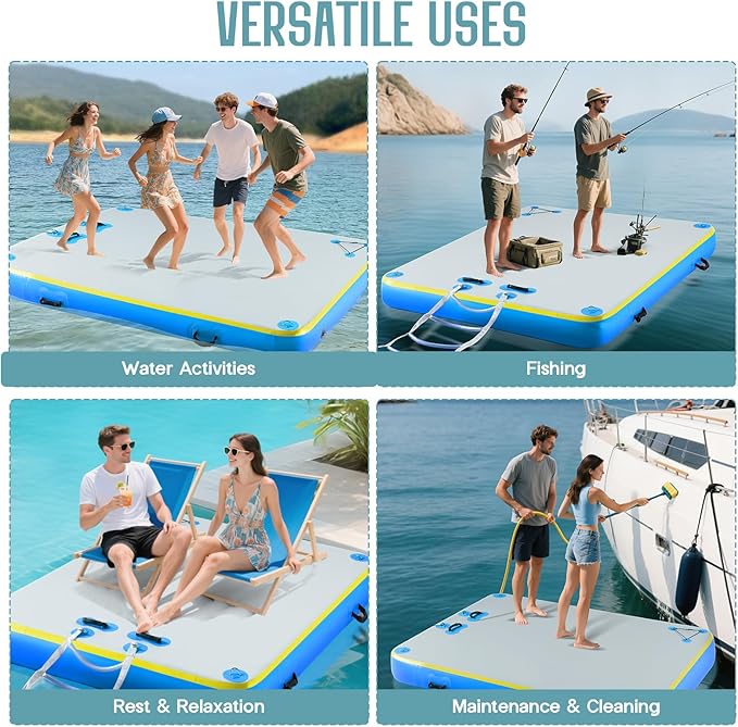 Specraft Inflatable Floating Dock, Non-Slip Air Dock Platform loating Island Raft with Rope Ladder for Pool Lake Beach Ocean-StrideForce Fitness