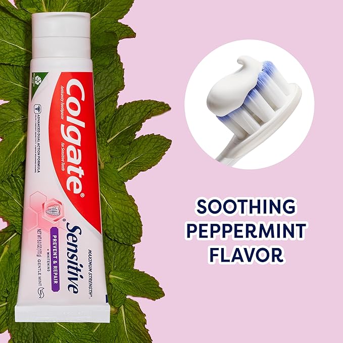 Colgate Sensitive Toothpaste with Whitening, Prevent and Repair, 6 Ounce, 3 Pack