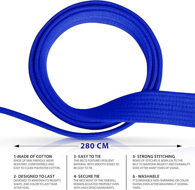 DXM SPORTS BJJ Jiu Jitsu Belt - Taekwondo Karate Belt - Martial Arts Uniform Ranking Judo Belt Double Stitched for Kids Adult-StrideForce Fitness