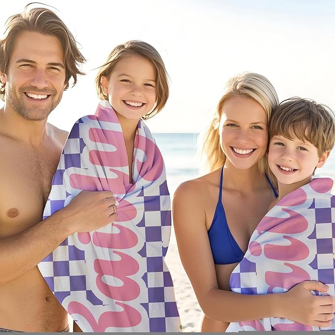 JML Personalized Beach Towel with Name, Custom Flower Beach Towel, Customized Microfiber Pool Towel, Quick Dry & Absorbent Swim Towel for Adult,Anniversary, Birthday, Summer Holiday,Vacation-StrideForce Fitness