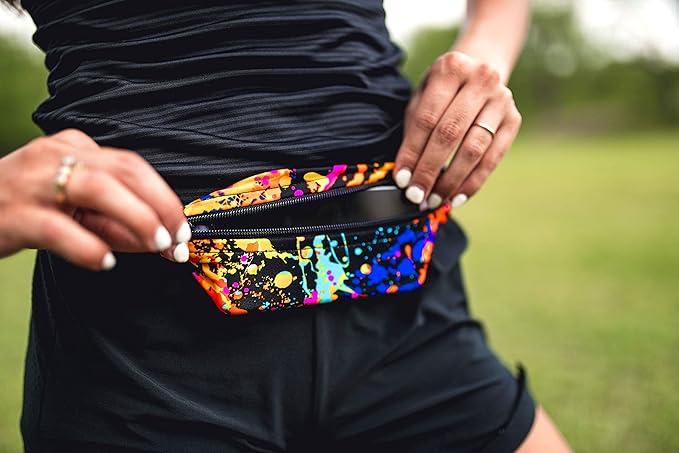 SPIbelt Running Belt for Women Men, Phone Holder for Running, Running Fanny Pack, Holder for Phone, Running Waist Pack, Adjustable Waist, [Fits All Phones]. Cloudy Grey with Black Zipper-StrideForce Fitness