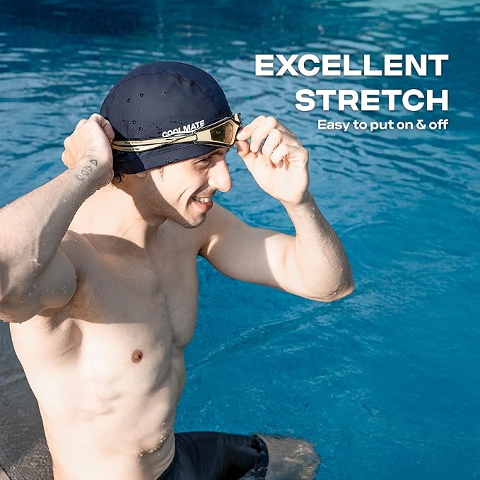 COOLMATE Fabric Swim Cap for Adult Women Men Kid 3 4 6 8 14 16, Silicone Water Resistant Layer, Cloth Swim Cap Gifts for Swimmers, Lightweight for Pool, Lap Swimming (1 pc)-StrideForce Fitness