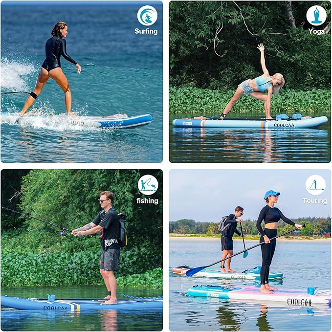 Inflatable Paddle Board, Stand Up Paddleboard with Premium SUP Accessories for Fishing & Yoga, 460lb Capacity, Non-Slip EVA Deck, Blow Up Paddle Boards for Adults & Beginner-StrideForce Fitness