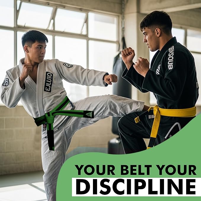 Brazilian Jiu Jitsu Belts Preshurunk Martial Arts Youth BJJ Belts for Girls & Boys with BJJ Ranking Stripes-StrideForce Fitness