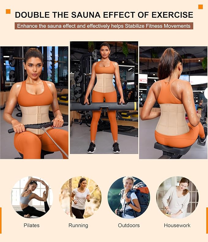 TrainingGirl Waist Trainer for Women Belly Working Out Trimmer Corset Sauna Sweat Belt Band Stomach Wrap Body Shaper Fajas-StrideForce Fitness