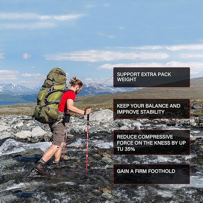 BISINNA Collapsible Trekking Hiking Poles- 2 Pack Folding Aluminum Walking Sticks with Quick Lock System 4 Season Accessories,Telescopic, Adjustable, Lightweight for Men Women-StrideForce Fitness