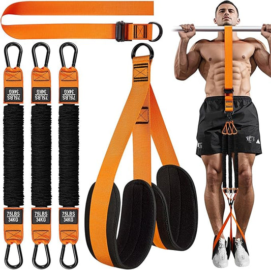 Pull Up Assistance Bands, Heavy Duty Resistance Band for Pull Up Bar, Adjustable Weight/Size with Fabric Feet/Knee Rest, Bands for Pull Up Assist for Strength Training, Pull Up Assist Band