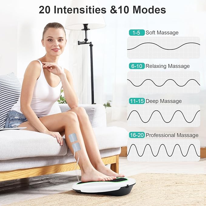QUINEAR Foot Massager with TENS & EMS for Neuropathy, Foot Stimulator for Pain Relief and Circulation, Nerve Muscle Massager with Remote Control, Relieve Swelling and RLS-StrideForce Fitness