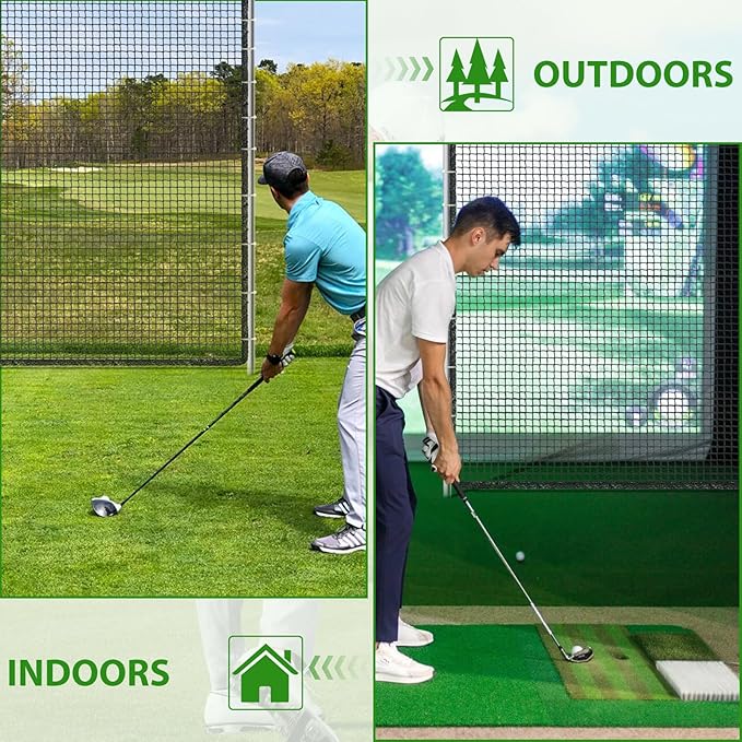 AKOZLIN Heavy Duty Sports Golf Netting Hitting Net 1" Square mesh for Softball,Baseball 10x10ft/10x15ft/10x20ft-StrideForce Fitness