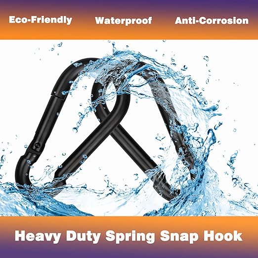 60PCS 3'' Spring Snap Hook Carabiners, M8 5/16Inch Galvanized Steel Quick Link Carabiner Clips, Heavy Duty Spring Clips Link Buckle for Outdoors Fishing Camping Hammock Dog Leashes,Black-StrideForce Fitness