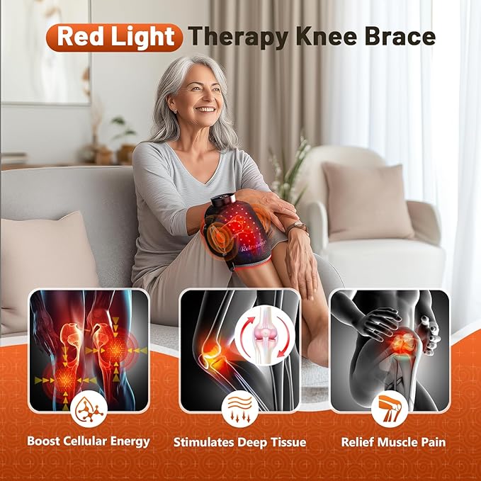 Red Light Therapy Knee Brace with Vibration Knee Massage, Extension Band, Wireless Rechargeable Controller,660nm&850nm Near Infrared Light Therapy Heated Device for Knee/Elbow/Shoulder Pain Relief-StrideForce Fitness