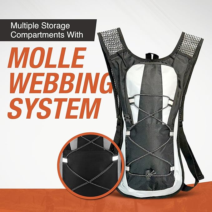 Military-Grade Hydration Backpack, 3L Water Reservoir Pack with Insulated Flow Tube, Tactical Outdoor Gear for Hiking Camping Cycling, Adjustable Padded Straps, Weather-Resistant Pack-StrideForce Fitness