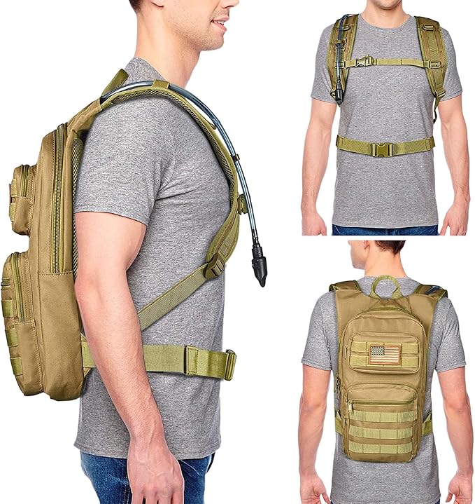 NOOLA Hydration Backpack with 3L TPU Water Bladder, Tactical Molle Water Backpack for Men Women, Hydration Pack for Hiking, Biking, Running and Climbing-StrideForce Fitness