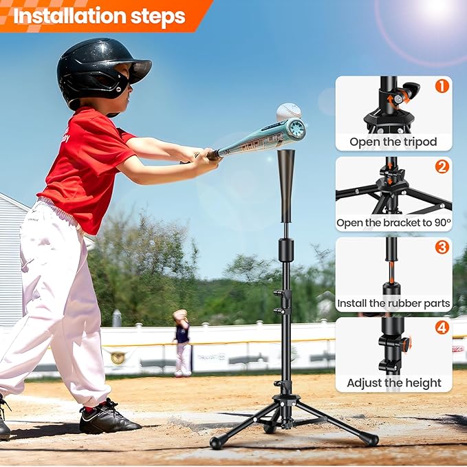2025 New Upgrade Portable Batting Tee for Baseball/Softball,23.23 to 40.16 Inch Baseball Tee for Kids,Batting Tee,Softball Tee,Youth Hitting Tee,Teeball Tee,Travel Tee,Easy Adjustable Height-StrideForce Fitness