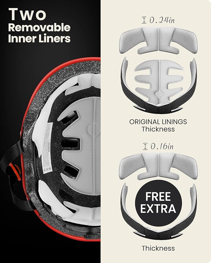 OutdoorMaster Skateboard Cycling Helmet - Two Removable Liners Ventilation Multi-Sport Scooter Roller Skate Inline Skating Rollerblading for Kids, Youth & Adults-StrideForce Fitness