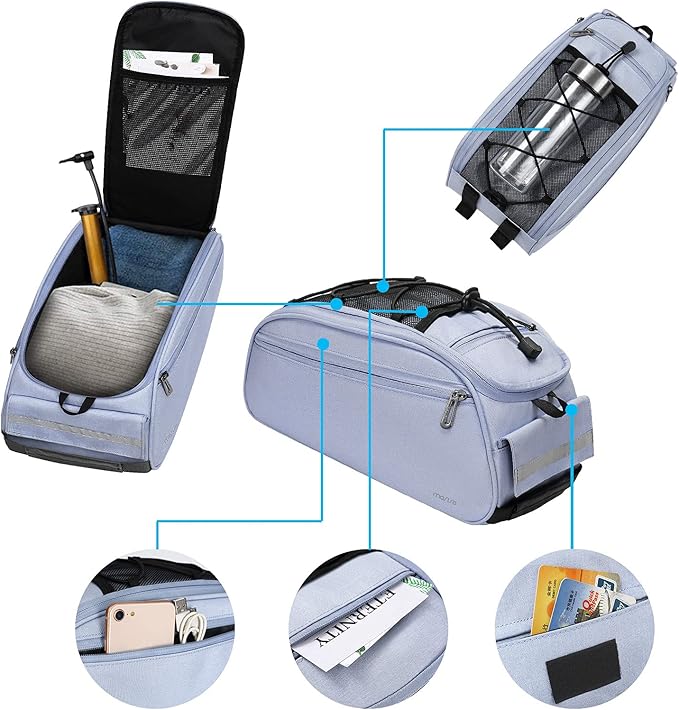 MOSISO Bike Rack Bag, Waterproof Bicycle Trunk Pannier Rear Seat Pouch Cycling Bike Carrier Backseat Storage Luggage Saddle Shoulder Bag-StrideForce Fitness