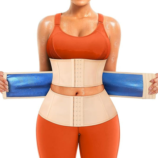 TrainingGirl Waist Trainer for Women Belly Working Out Trimmer Corset Sauna Sweat Belt Band Stomach Wrap Body Shaper Fajas-StrideForce Fitness