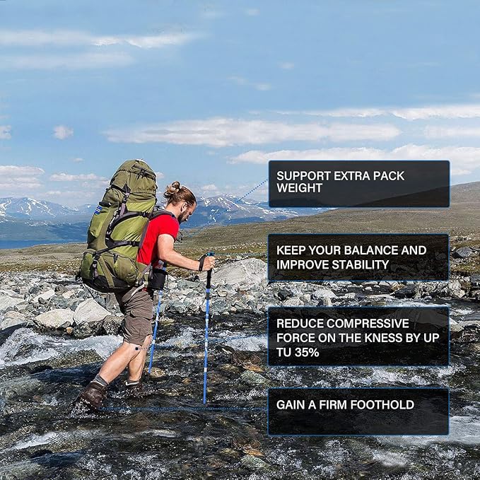 BISINNA Collapsible Trekking Hiking Poles- 2 Pack Folding Aluminum Walking Sticks with Quick Lock System 4 Season Accessories,Telescopic, Adjustable, Lightweight for Men Women-StrideForce Fitness