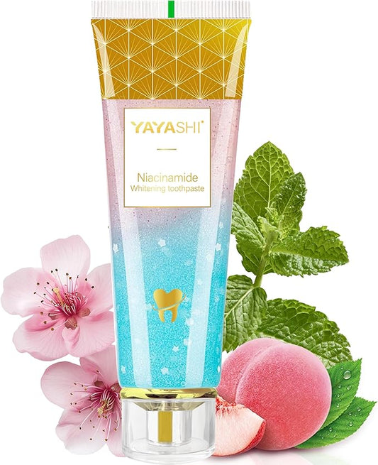 Niacinamide Whitening Toothpaste, YAYASHI Niacinamide Intensive Whitening Toothpaste with Natural Gentle Care Deep Stain Removal Cherry Blossom Mint Flavor, Improves Gum Health