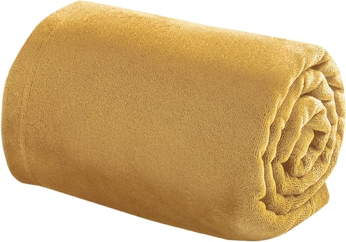 Bedsure Bedding Fleece Blanket for Girls and Boys - Soft Cozy Cute Small Throw Blankets for Travel, 43x55 Inches, Gold-StrideForce Fitness