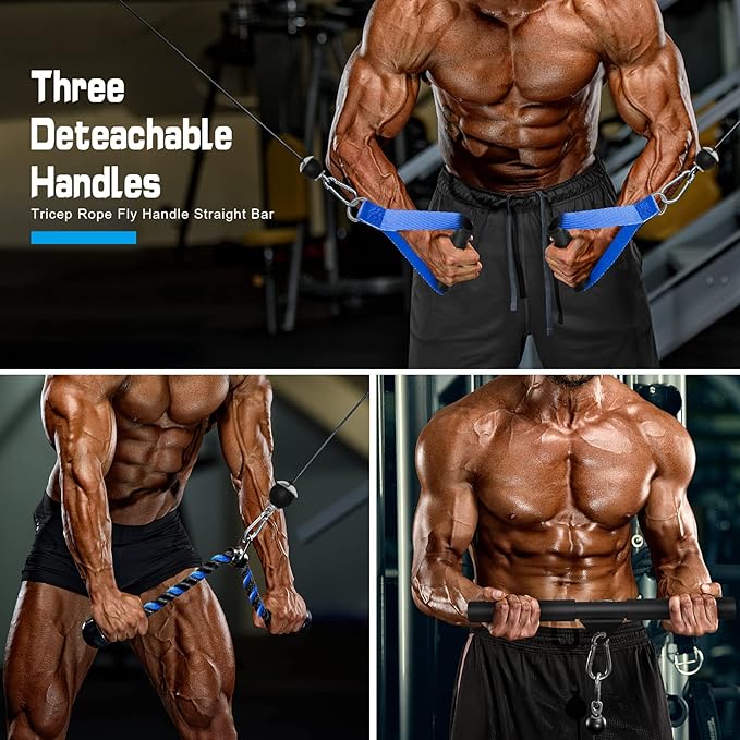 SERTT Weight Cable Pulley System Gym, Upgraded Cable Pulley Attachments for LAT Pull Down, Biceps Curl, Tricep, Arm Workouts - Home Gym Add On Equipment-StrideForce Fitness