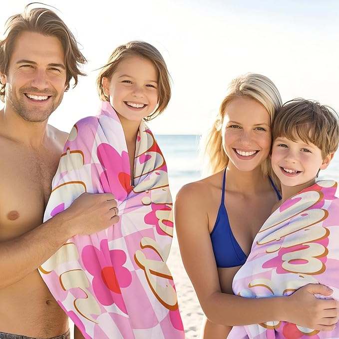 JML Personalized Beach Towel with Name, Custom Flower Beach Towel, Customized Microfiber Pool Towel, Quick Dry & Absorbent Swim Towel for Adult,Anniversary, Birthday, Summer Holiday,Vacation-StrideForce Fitness