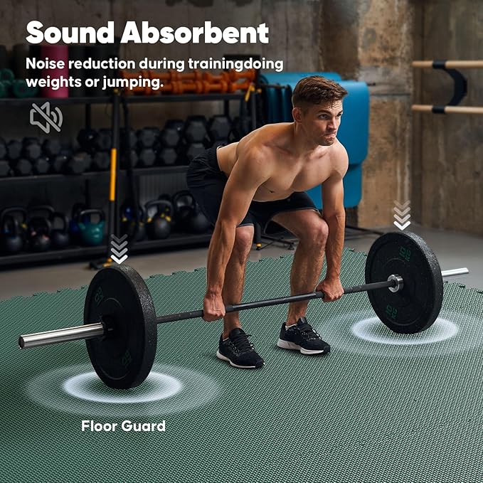 Home Gym Mat, Puzzle Exercise Mat, EVA Interlocking Foam Floor Tiles for Home Workout Equipment and Kids' Play Areas - Blue, 24 in x 24 in x ½ in - (Green, 24 Pack(96 SQ FT))-StrideForce Fitness