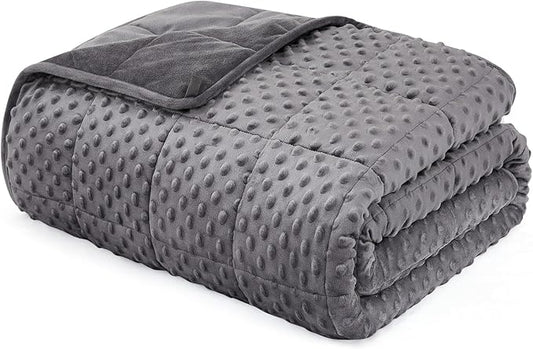 L'AGRATY Weighted Blanket for Adult - 48"x72" 15lbs Minky Dots Heavy Blanket with Glass Beads: Soft Breathable for All-Season Summer Fall Winter Thick Comfort for Sleeping-StrideForce Fitness