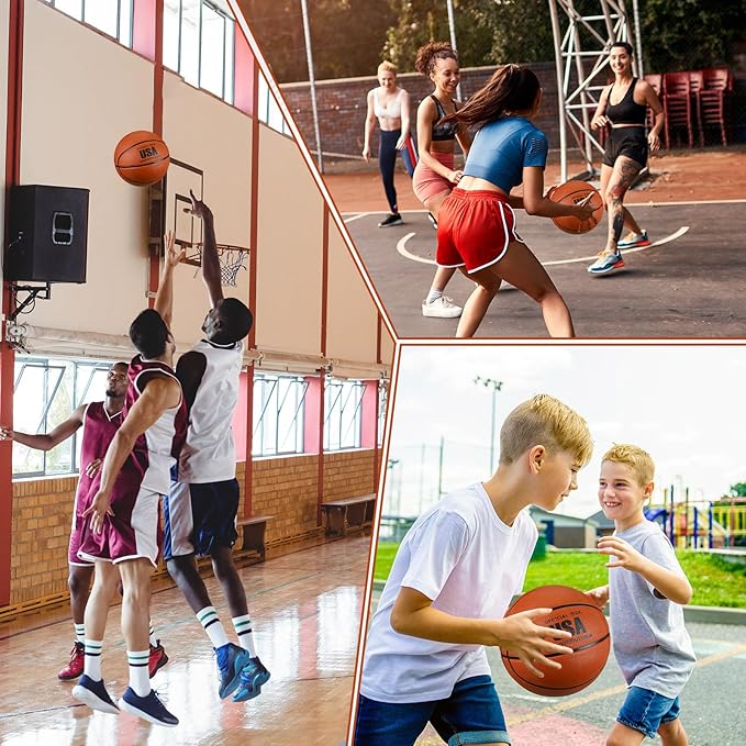 HyDren 12 Pcs Basketballs Bulk with Pump Donation Supplies Size 5/6/7 Deflated Basketball for Outside Sport Operation Machine Stitched Ball-StrideForce Fitness