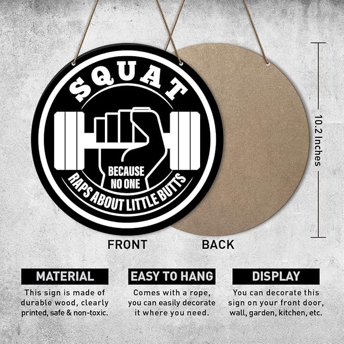 Gym Sign Decor, Home Gym Sign, Funny Gym Decorations, Workout Room Fitness Room Decor Gym Sign Decoration, Gym Bodybuilding Gift for Trainer Exercise Lover Men, Because No One-StrideForce Fitness