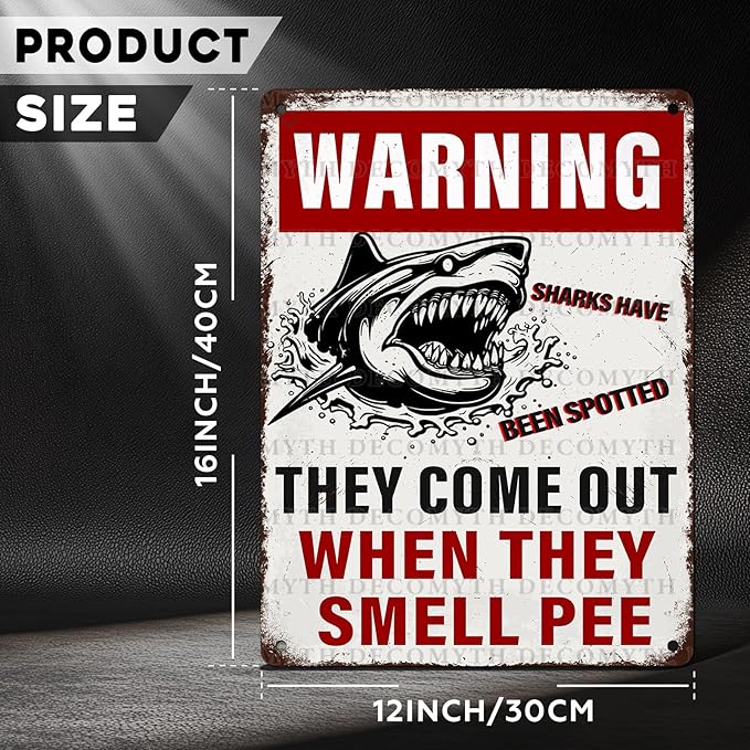 Funny Warning Sharks Have Been Spotted in This Pool They Come Out When They Smell Pee Tin Sign for Swimming Pool Beach Water Park Decor Outdoor 12 * 16inch-StrideForce Fitness