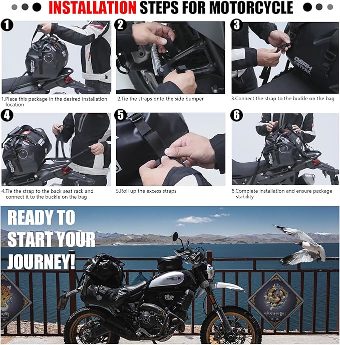 Waterproof Duffel& Luggage Bag - Motorcycle Dry Bag Tail Saddle Bags with Roll Top Closure,Large Storage Space,for Camping, Kayaking, Fishing & Traveling(Green, 40L)-StrideForce Fitness